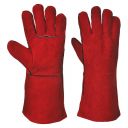 Red Cowsplit Leahter Welders Gloves