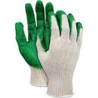 Latex Coated Cotton Gloves ,Green- 50Pcs