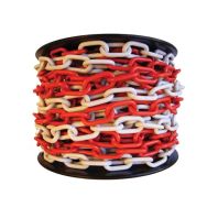 Plastic Link Chain Red & White 6mm, SP186, 50M Roll